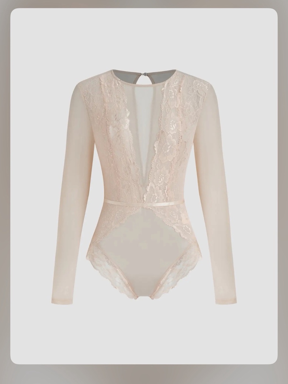 Cider ROUND NECKLINE SOLID LACE SEE-THROUGH BODYSUIT CR28-16 M - Picture 4 of 4